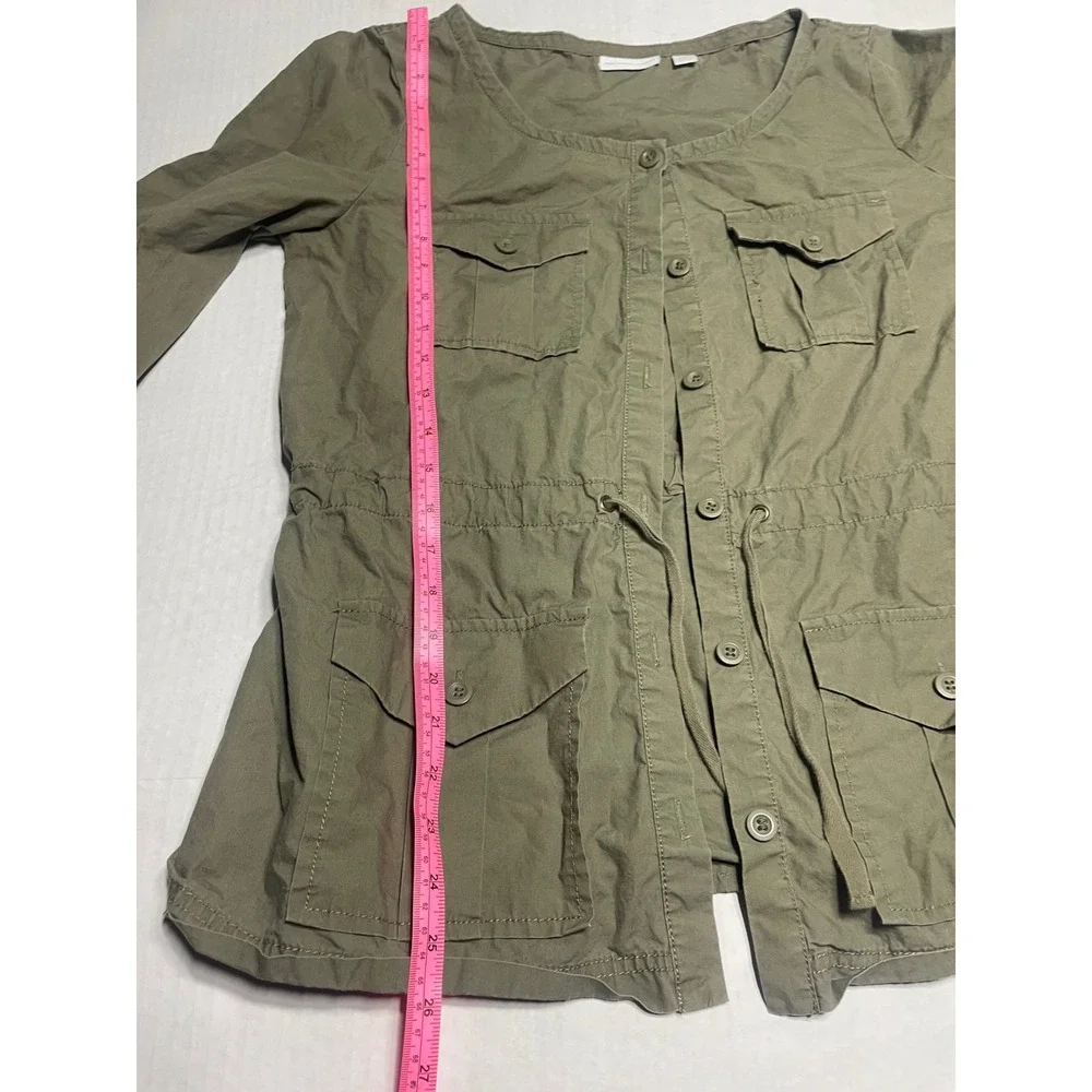 New York Company  Green Utility Jacket Button Front Drawstring Waist Size Medium